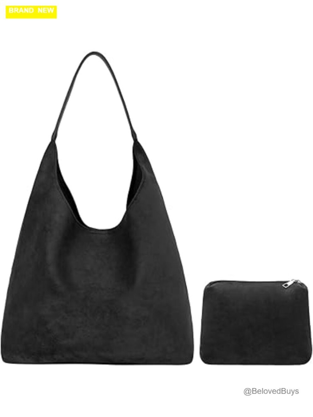 Faux Suede Hobo Bag with Magnetic Clasp Large Capacity Shoulder Tote